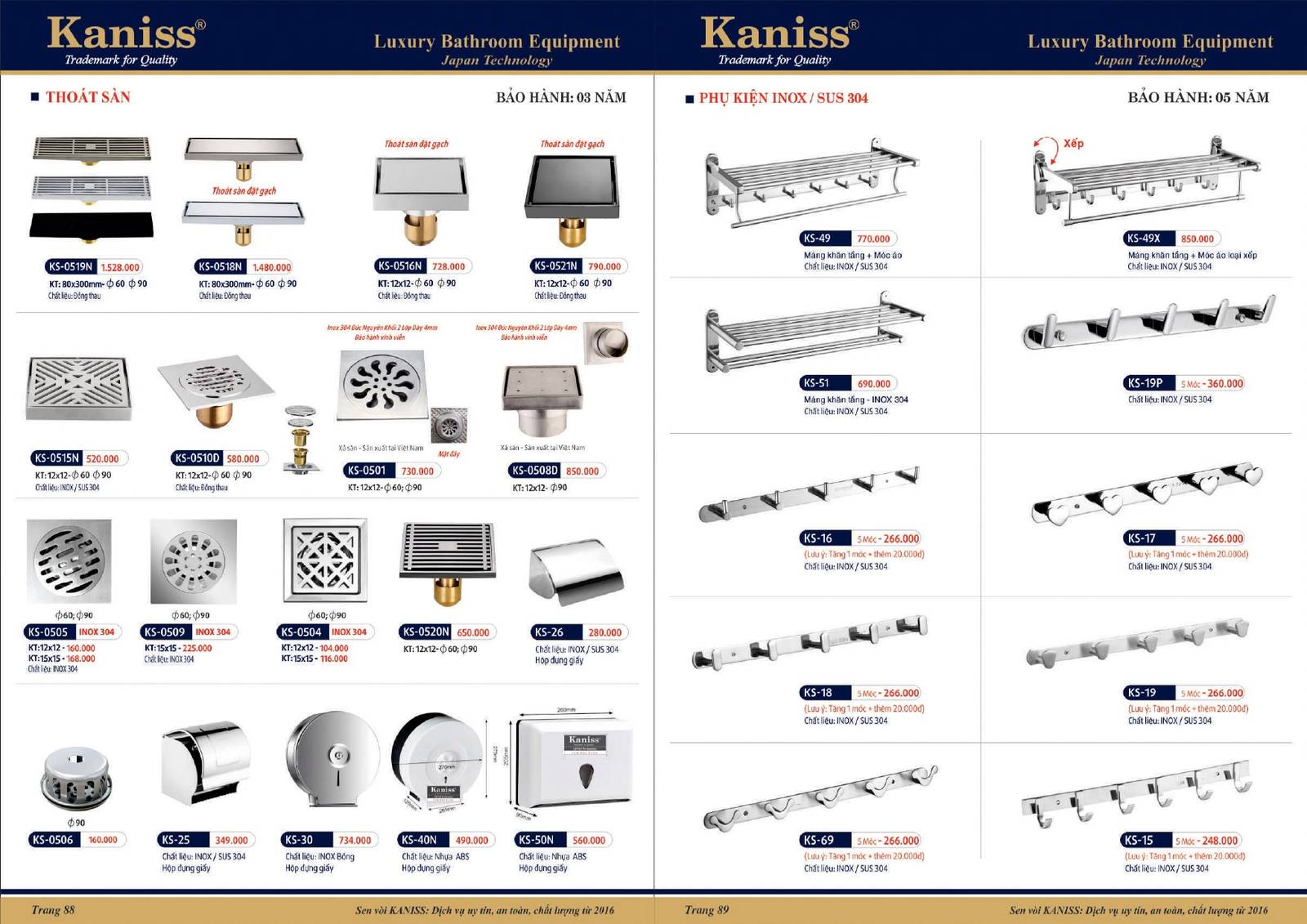Bảng giá và Catalogue Thiết bị vệ sinh KANISS mới nhất 2025 /Page 45